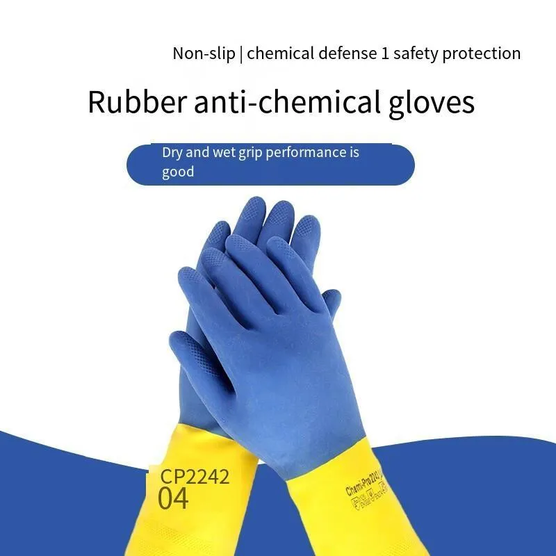 10 Pairs 1 Set Gloves Neoprene Rubber Chemical Resistant Gloves Lined With Flocking Acid And Alkali Liquid Solvent Resistant Gloves