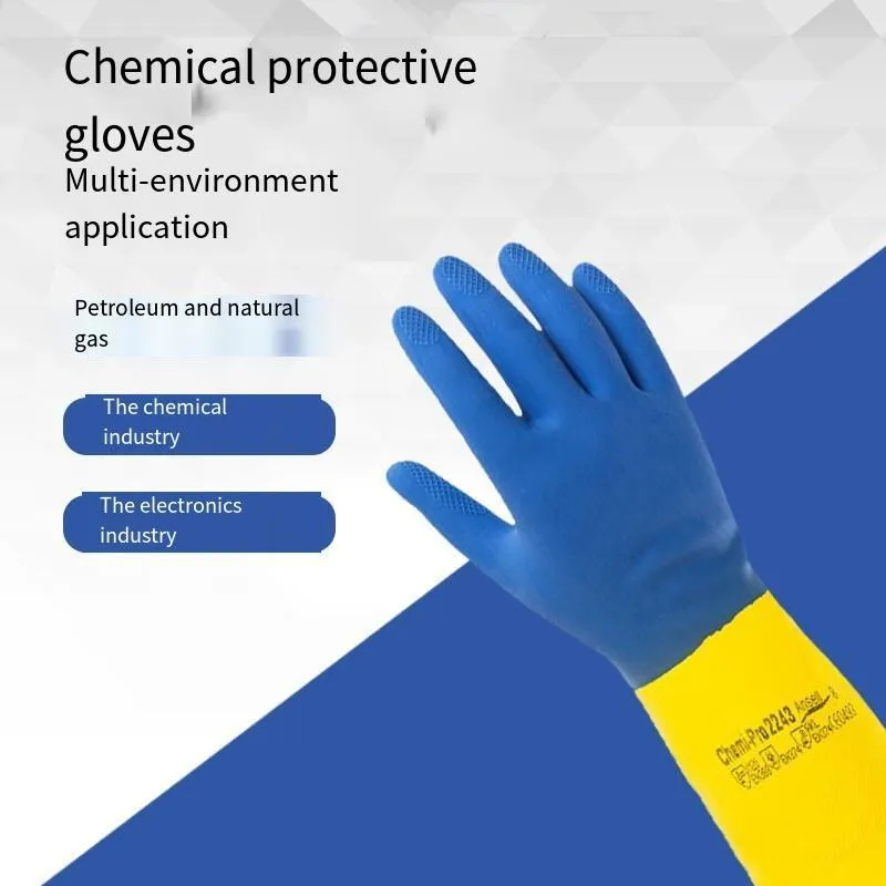 10 Pairs 1 Set Gloves Neoprene Rubber Chemical Resistant Gloves Lined With Flocking Acid And Alkali Liquid Solvent Resistant Gloves