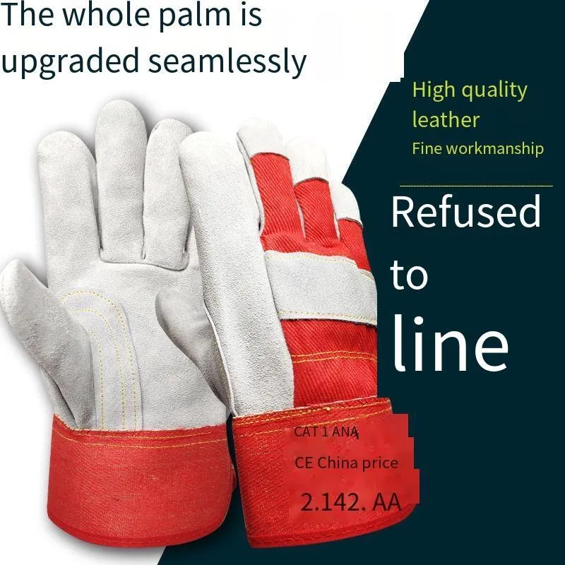 10 Pairs Welder's Special Soft Leather Welding Gloves Anti Scalding And Wear Resistant Pure Cow Leather Heat Insulation And High Temperature Resistant Welding Gloves Short Full Hand Seamless