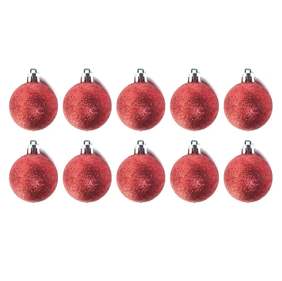 10pcs 4cm Christmas Ornament Glitter Red