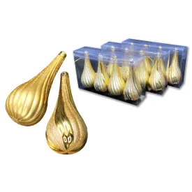 12 Pack of Gold Teardrop Ornaments with Glitter Enhancements