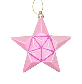 12ct Matte Bubblegum Pink Glittered Star Shatterproof Christmas Ornaments 5"