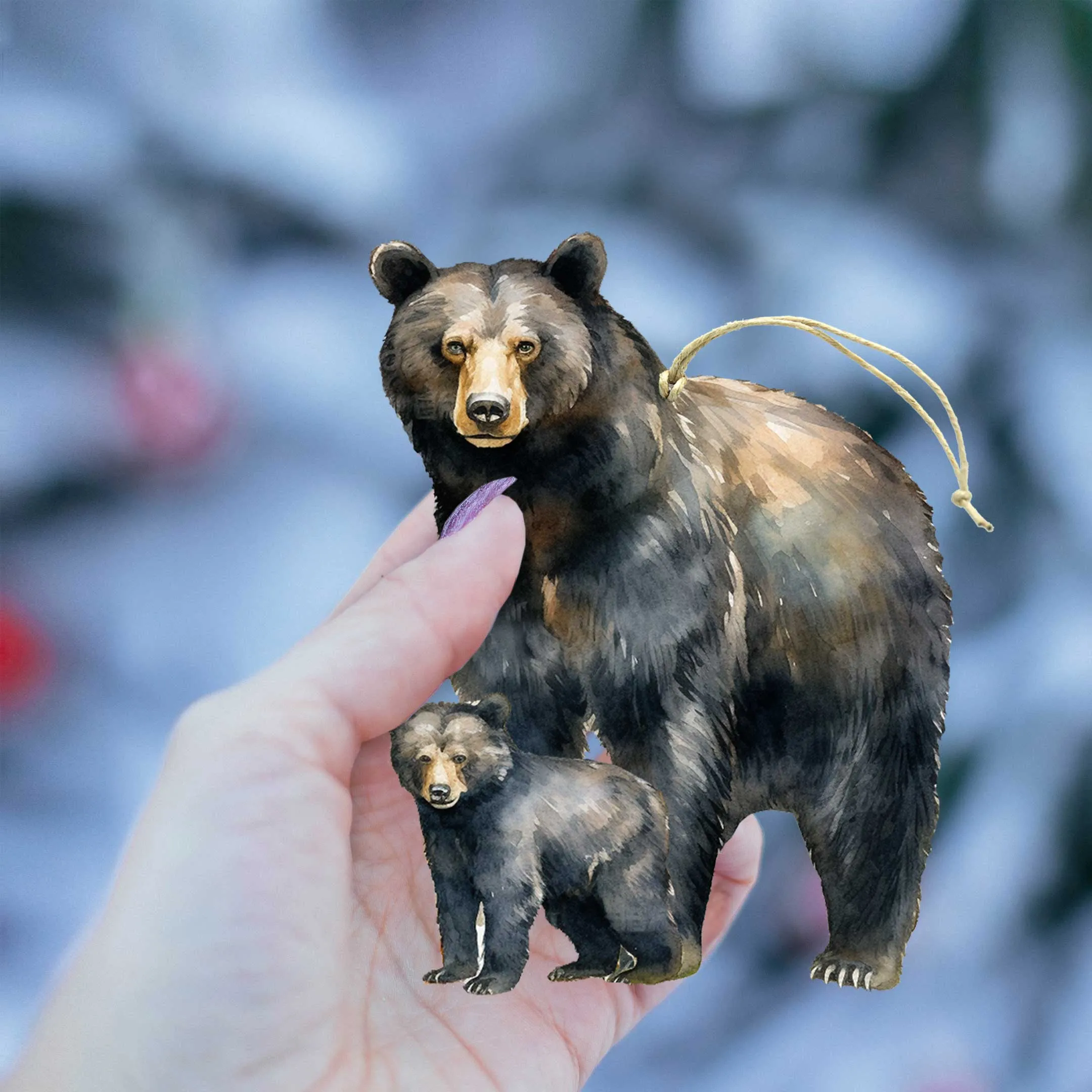 Alaskan Bears Wooden Ornaments Set of 3 by G. Debrekht - Wildlife Holiday Décor - 8091320S3