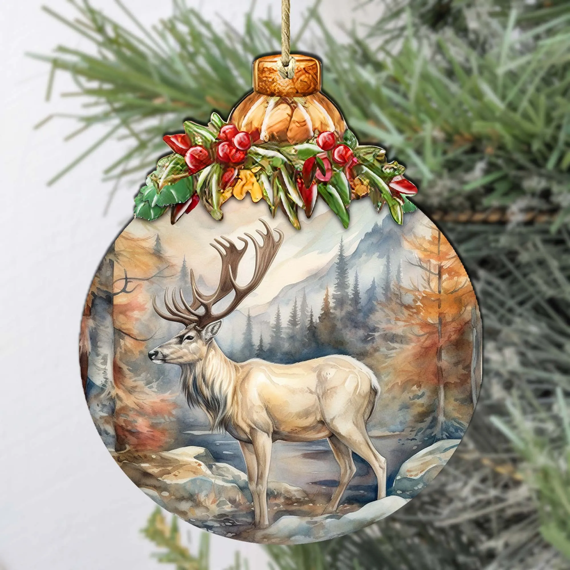 Alaskan Majestic Elk Wooden Ornaments by G.Debrekht - Wildlife Holiday Décor - 870028