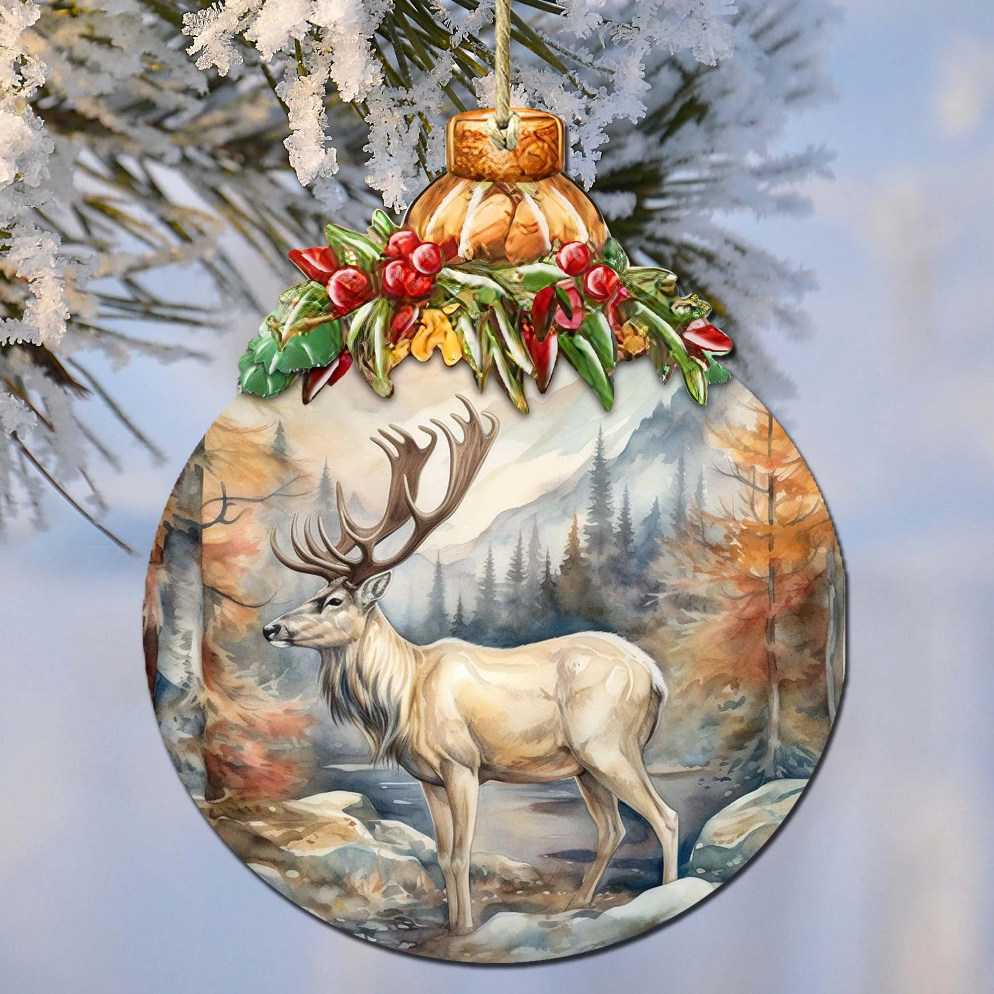 Alaskan Majestic Elk Wooden Ornaments by G.Debrekht - Wildlife Holiday Décor - 870028