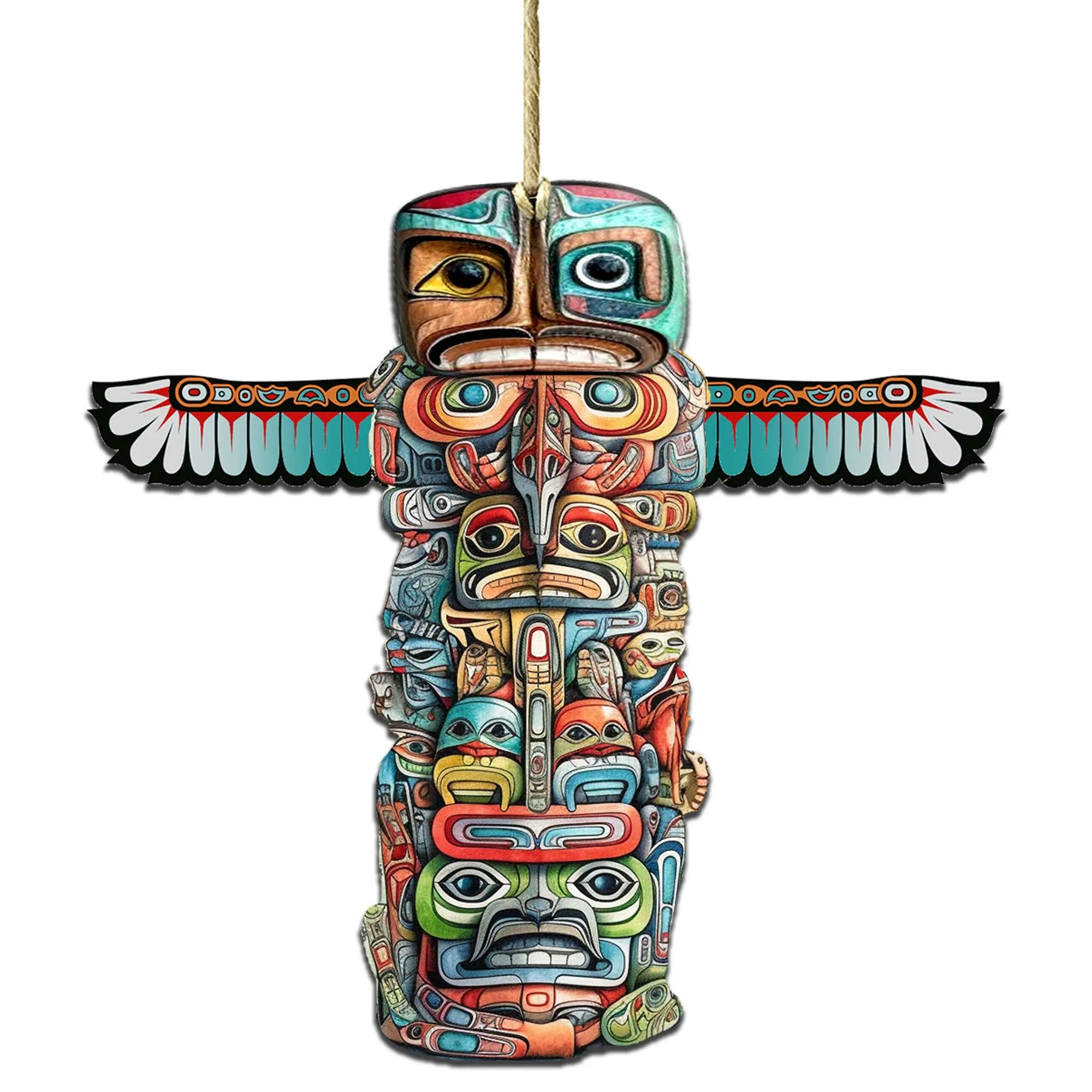 Alaskan Totem Pole Wooden Ornaments by G.Debrekht - Wildlife Holiday Décor - 8710117-1