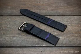 Alligator watch strap, French Croco, Black matte color, handmade in Finland, 10-26 mm. Limited edition.