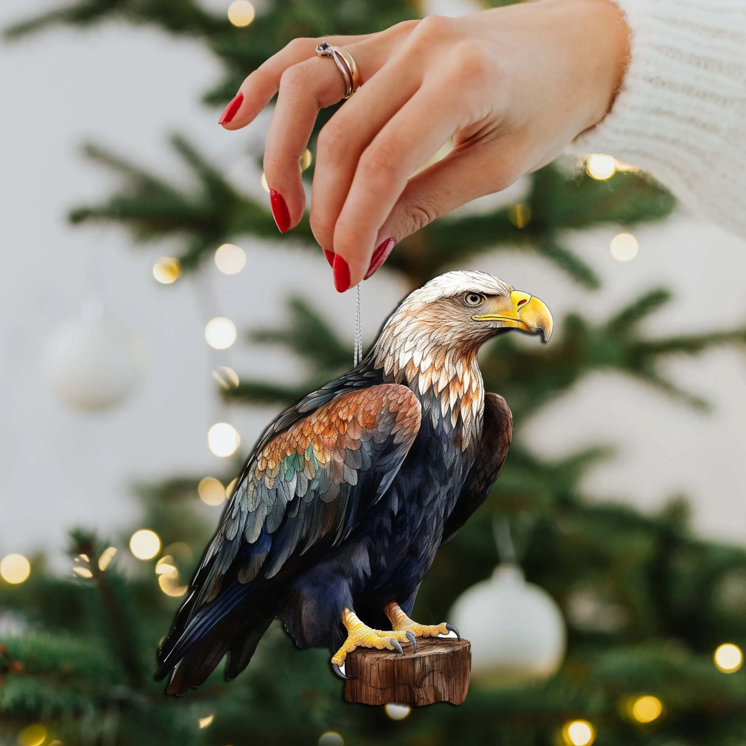Bald Eagle Charm Wooden Ornaments by G.Debrekht - Wildlife Holiday Décor - 8710101-4