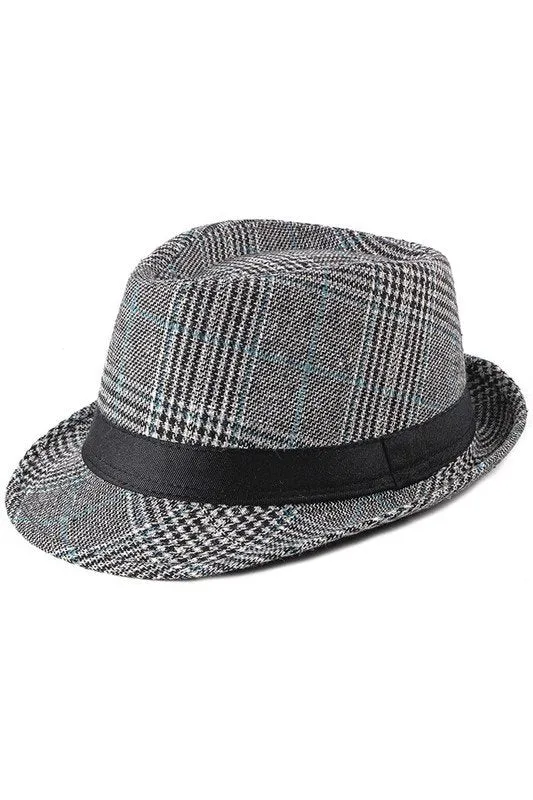 BASIC SIMPLE PLAID CASUAL FEDORA