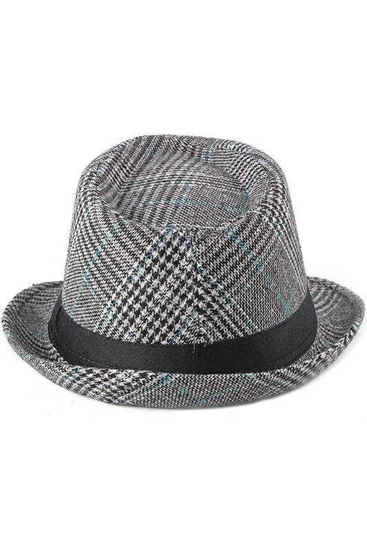 BASIC SIMPLE PLAID CASUAL FEDORA