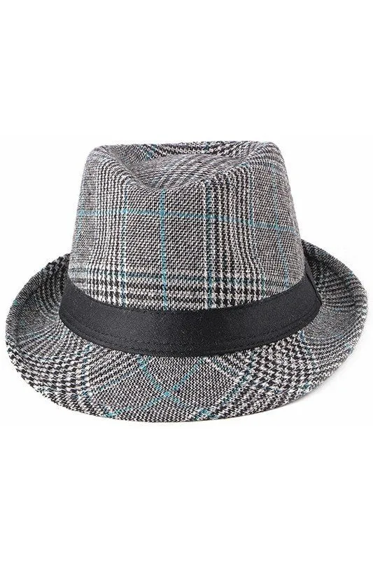 BASIC SIMPLE PLAID CASUAL FEDORA