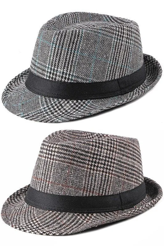 BASIC SIMPLE PLAID CASUAL FEDORA