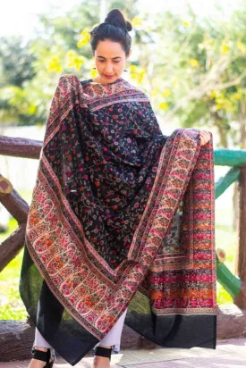 Black Colour Beautiful Kani Border And AllOver  Multi color Jaal Creates Innovative Designs