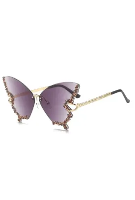 Black Embellished Butterfly Glasses