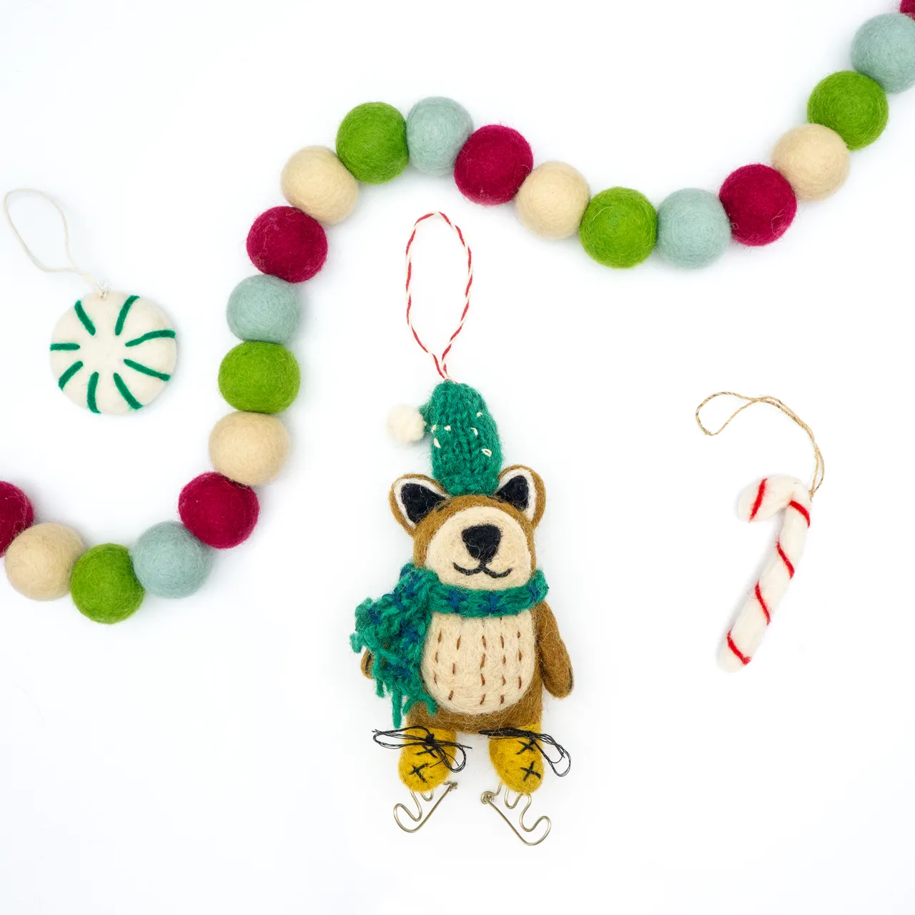 Brown Bear on Skates Eco Ornament