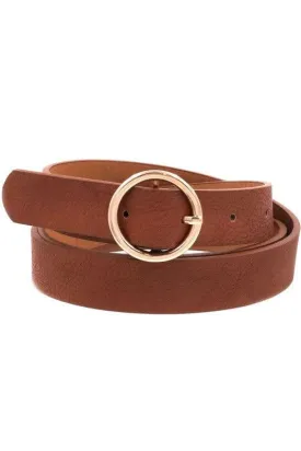 Brown circle buckle belt