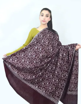 Brown Pashmina Shawl With Sozni Work 5673