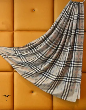 Check Pattern Based Multicoloured Pashmina Shawl In Sozni 6514