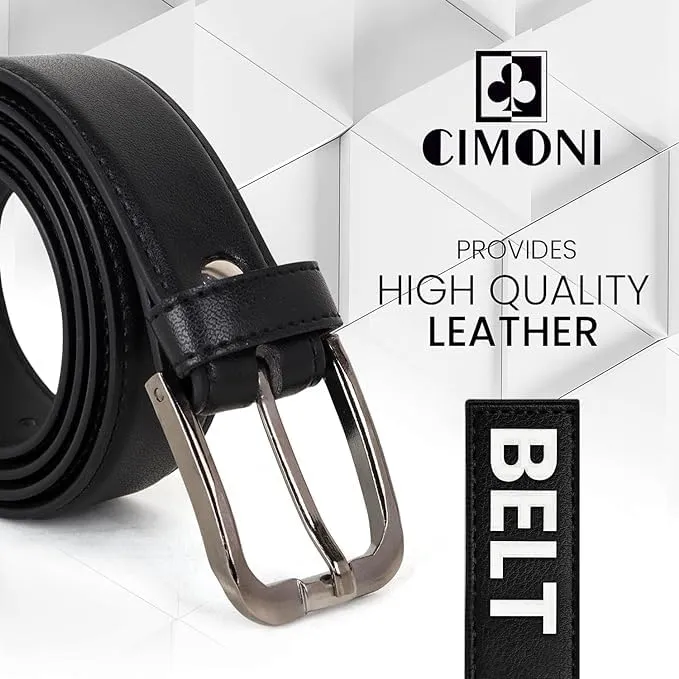 CIMONI Vegan Leather Belt & Wallet Combo for Men on Offer