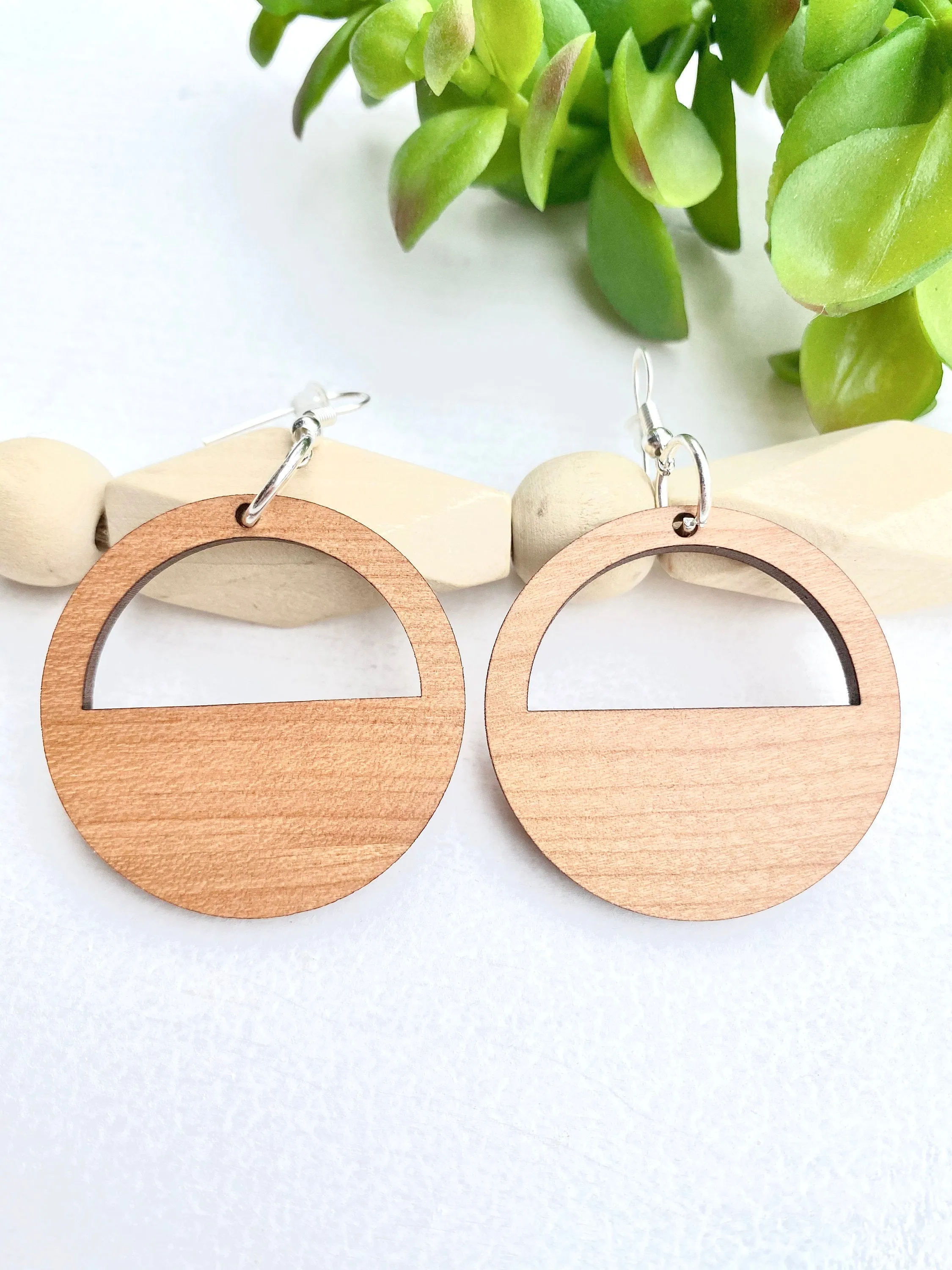 Circle Earrings, Statement Jewelry, Woodland Boho Earrings, Gift for Best Friend, Cherry Earrings