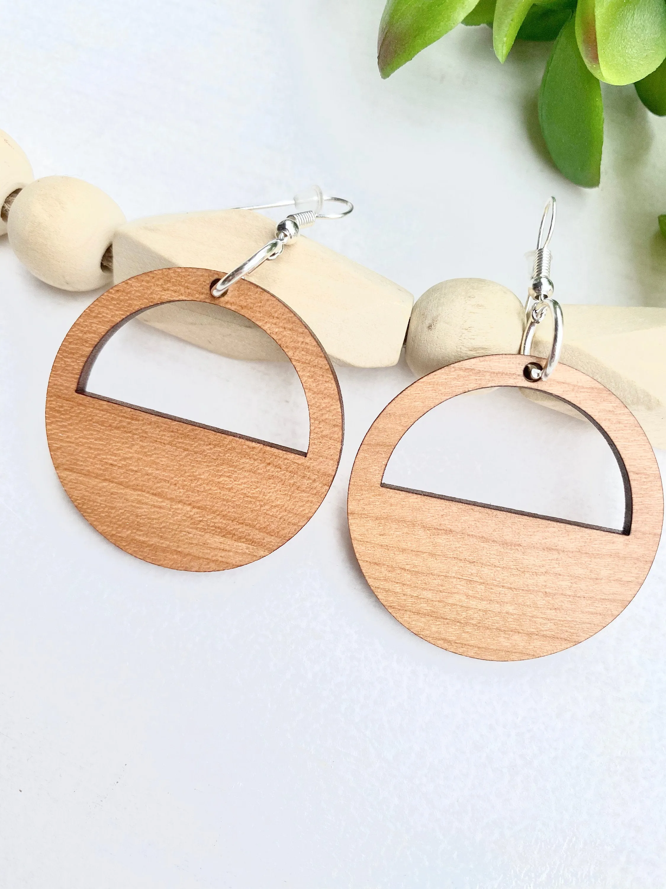 Circle Earrings, Statement Jewelry, Woodland Boho Earrings, Gift for Best Friend, Cherry Earrings