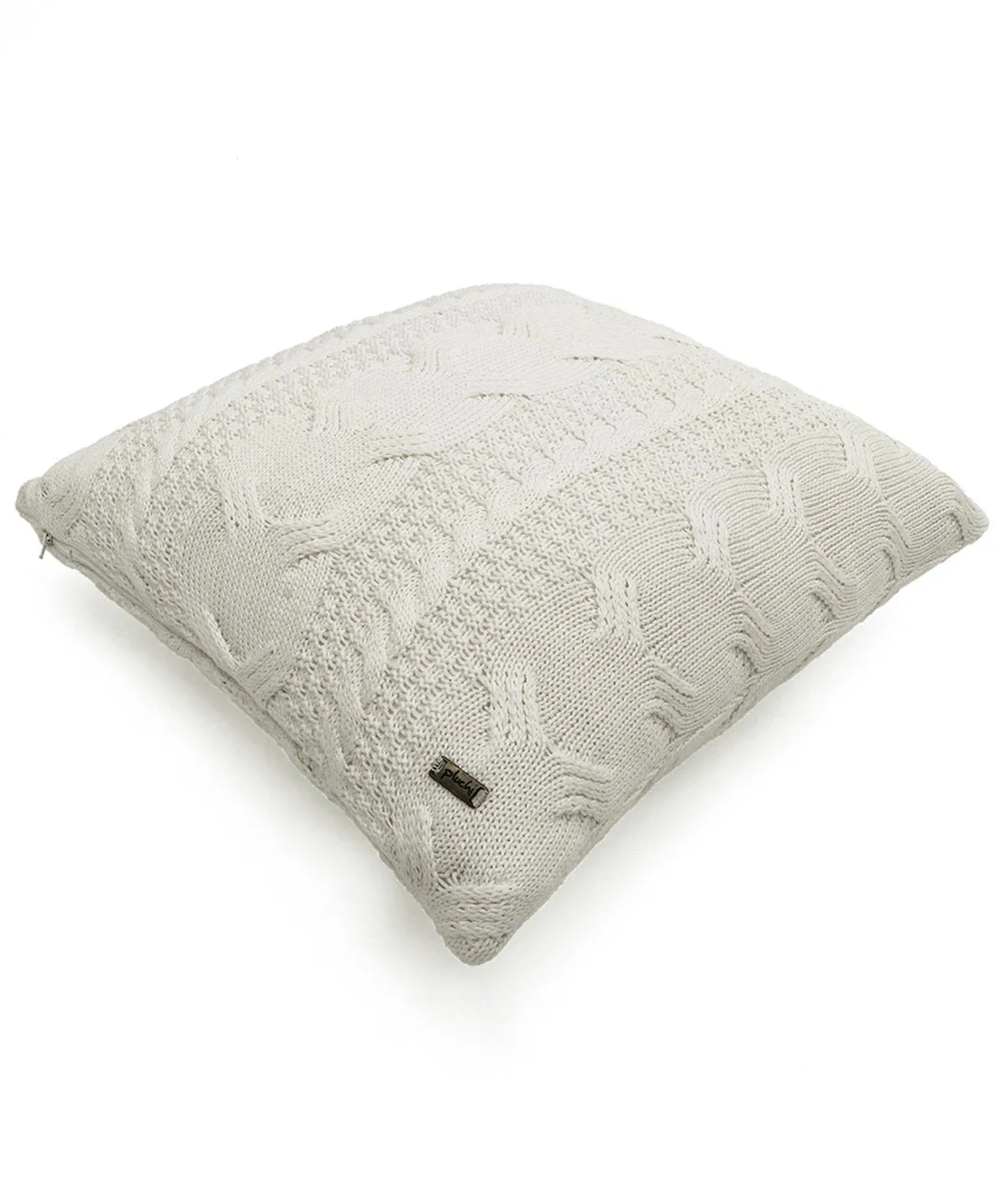 Classical - Ivory Cotton Knitted Decorative Cushion Cover (18" x 18")