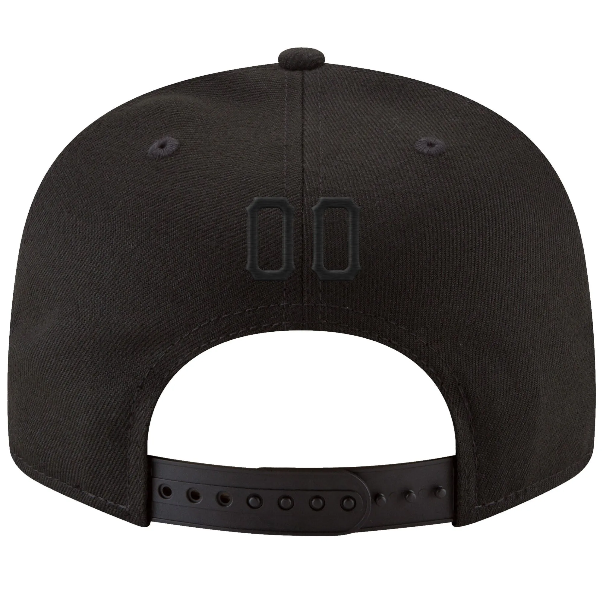 Custom Black Black-Old Gold Stitched Adjustable Snapback Hat