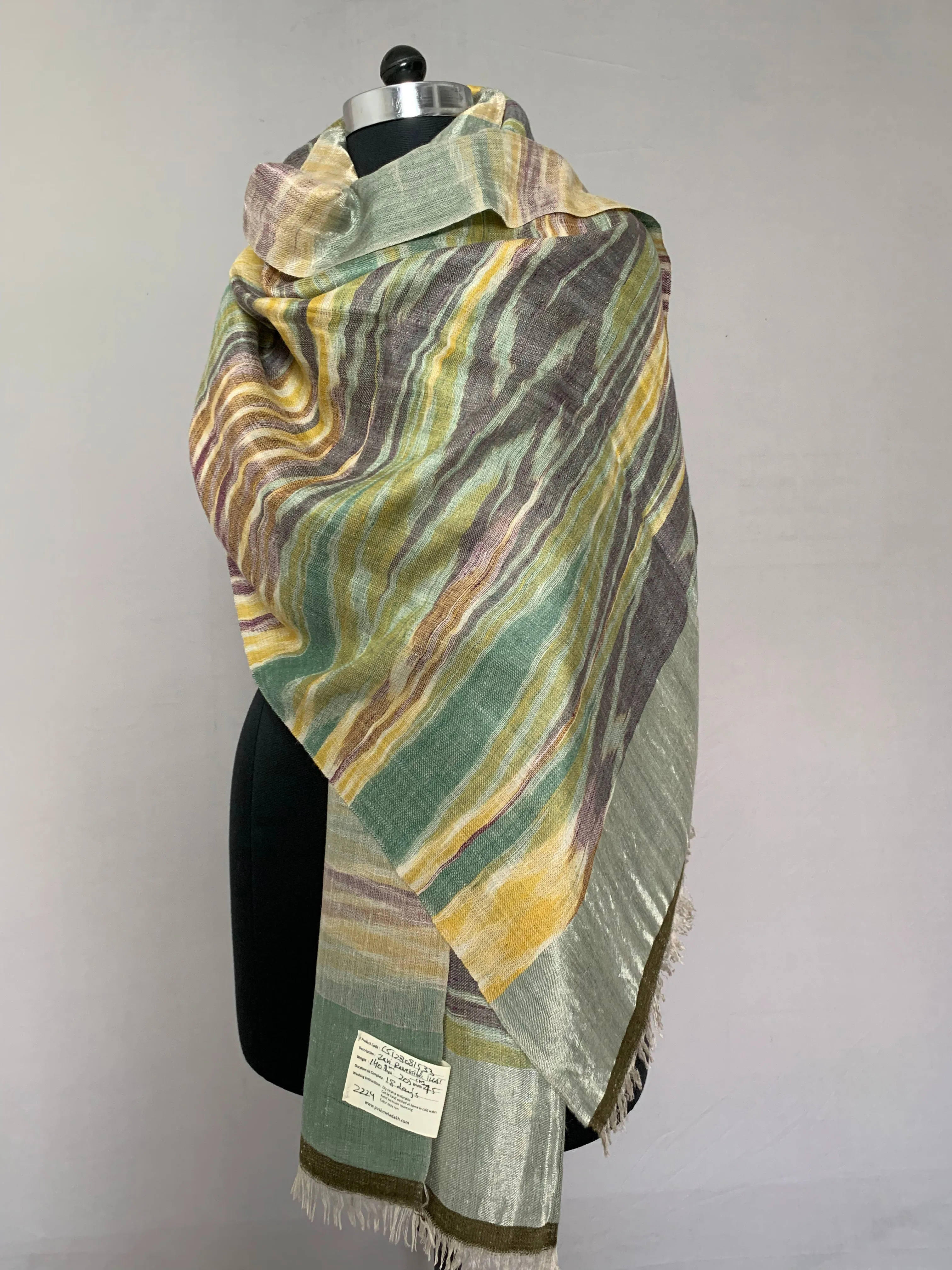 Fabian Ikat Dyed Zari Reversible Cashmere Stole