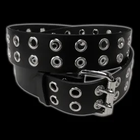 Funk Plus - Silver Double Eyelet Black Belt