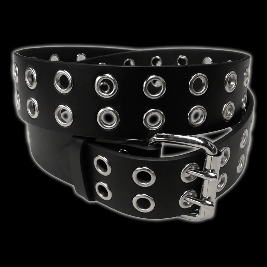 Funk Plus - Silver Double Eyelet Black Belt