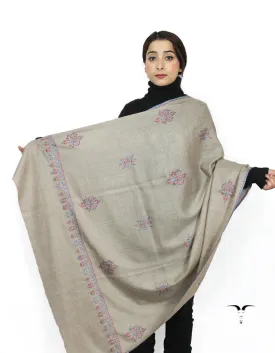 Grey Pashmina Shawl With Sozni Work 5732