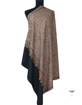 Hand Embroidered Pashmina Shawl Black 5303