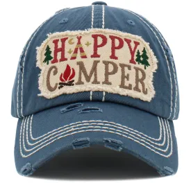 KBV1452 "Happy Camper" Washed Vintage Ballcap Hat