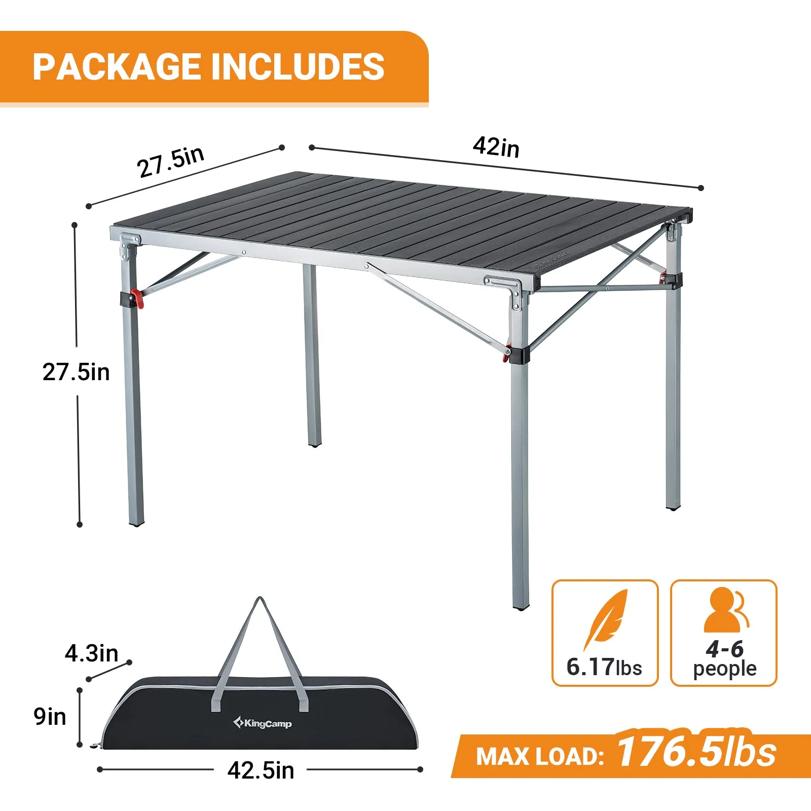 KingCamp 4-6 Person Lightweight Aluminum Alloy Folding Tables