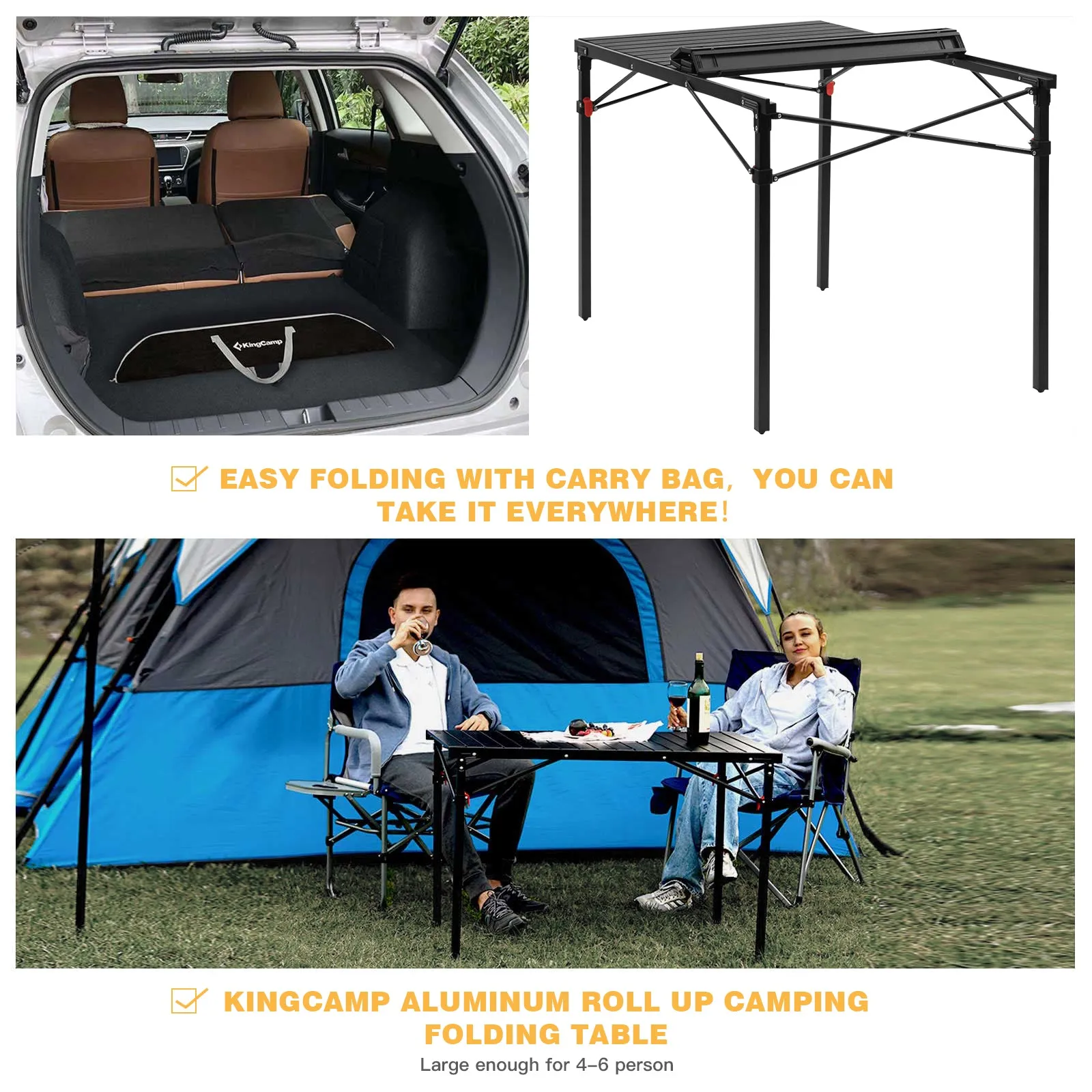 KingCamp 4-6 Person Lightweight Aluminum Alloy Folding Tables