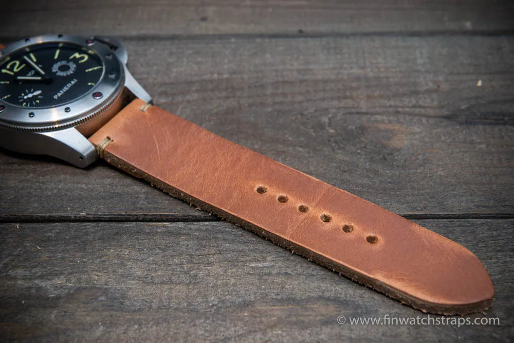 Leather watch strap 3-4 mm thick, Horween Leather, handmade in Finland.