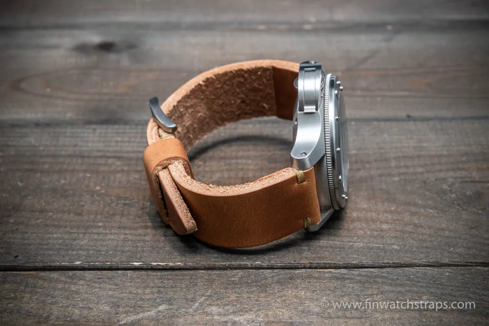 Leather watch strap 3-4 mm thick, Horween Leather, handmade in Finland.