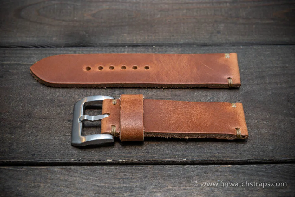 Leather watch strap 3-4 mm thick, Horween Leather, handmade in Finland.