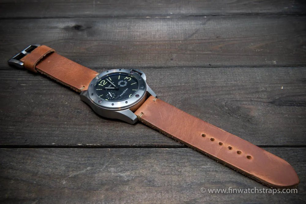 Leather watch strap 3-4 mm thick, Horween Leather, handmade in Finland.