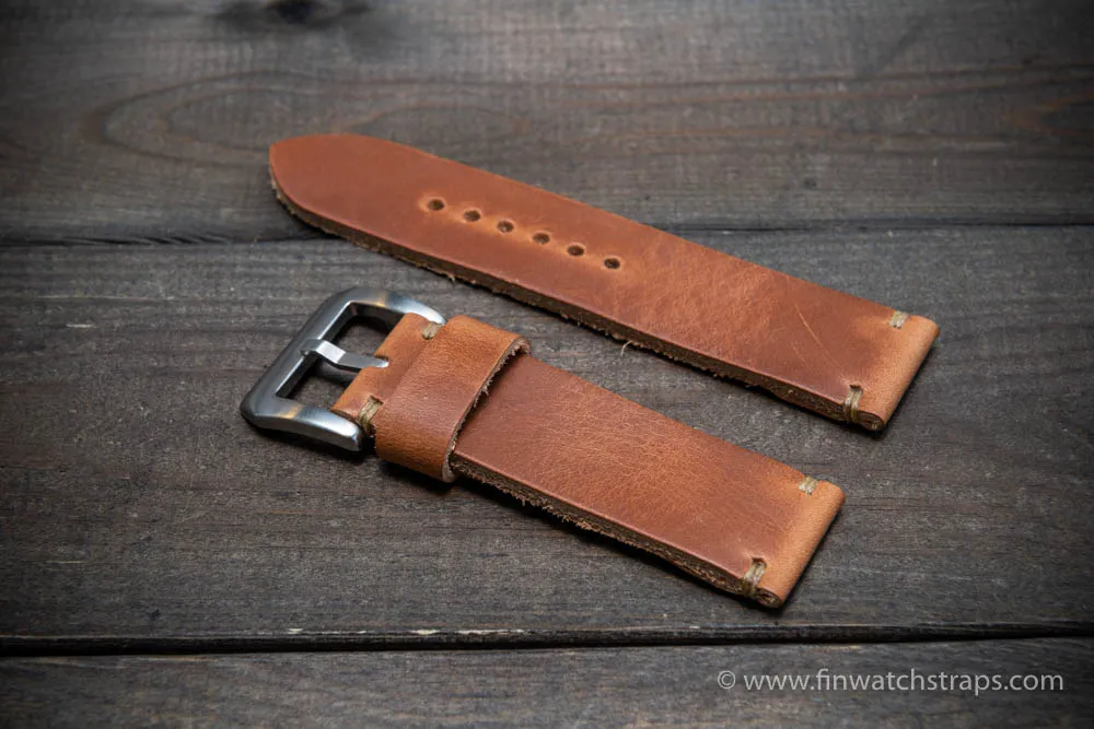 Leather watch strap 3-4 mm thick, Horween Leather, handmade in Finland.