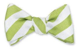 Lime Green/ White Bar Stripes Bow Tie - B1290