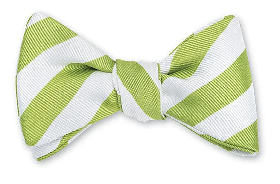 Lime Green/ White Bar Stripes Bow Tie - B1290