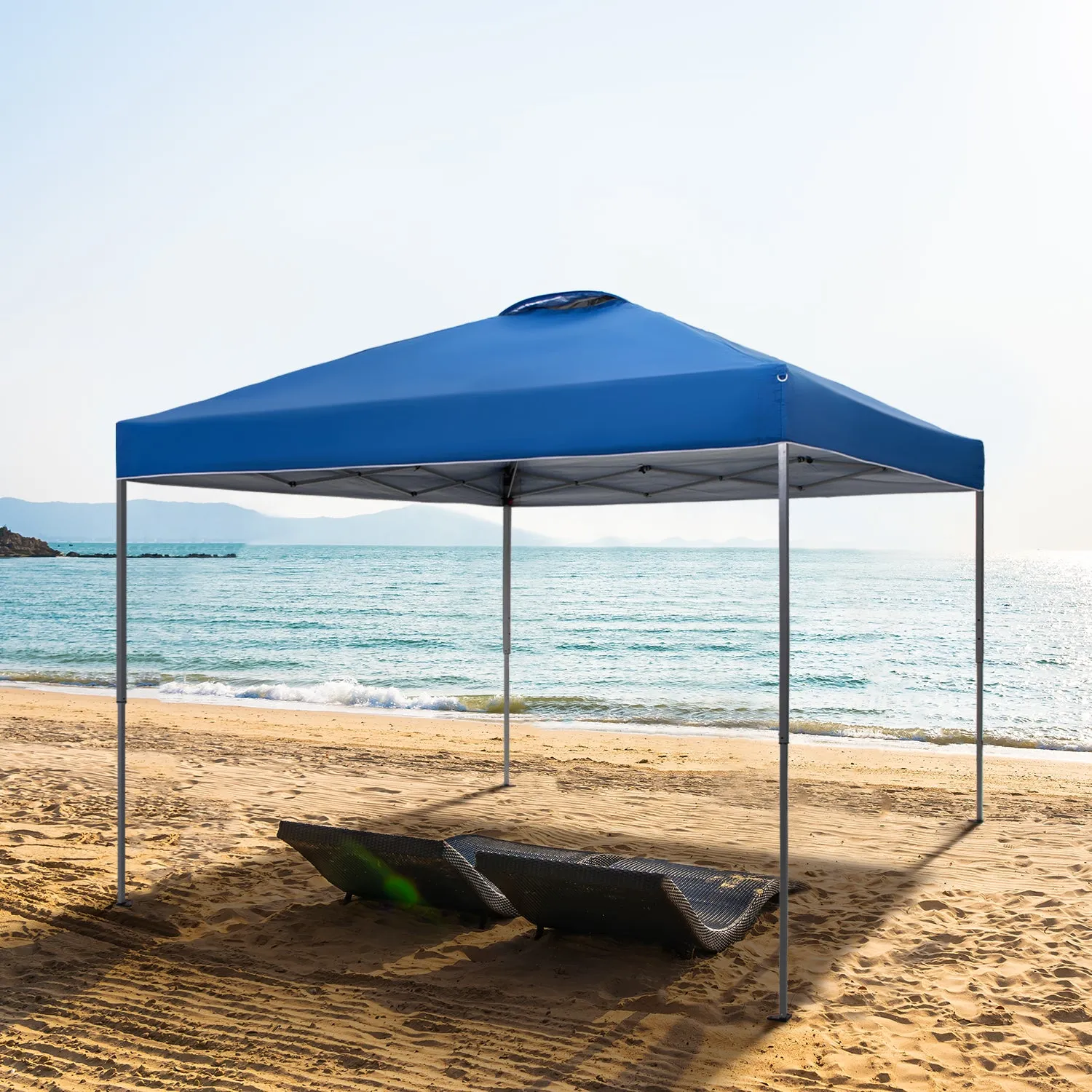 PHI VILLA 10x10Ft Pop Up Canopy Tent with Wheeled Bag,Straight Legs, 100 Sq. Ft