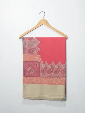 Pink Woven Jacquard Pashmina Shawl