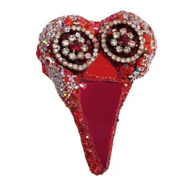 RED DIAMANTE HEART BROOCH - KRISHNA