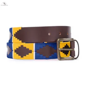 Resistance Polo Belt for Men | Hand Stitched Leather Belt With Colorful Embroidery | Gaucho Style Belt 1.5” Wide