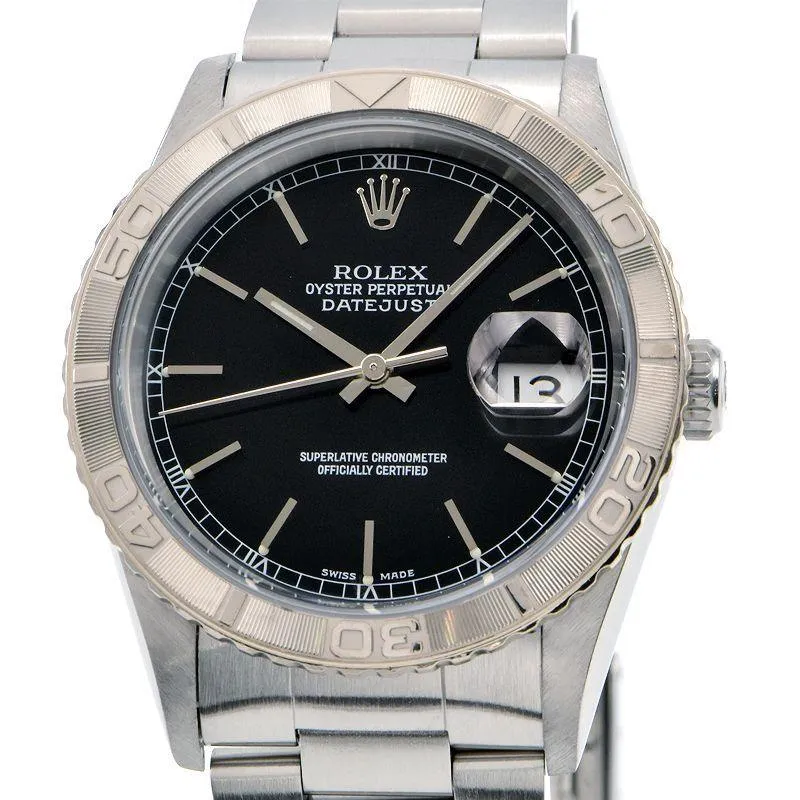 Rolex Men's Datejust Thunderbird 16264 F No. OH/Polished K18WG/SS Black Automatic Watch Used Free Shipping